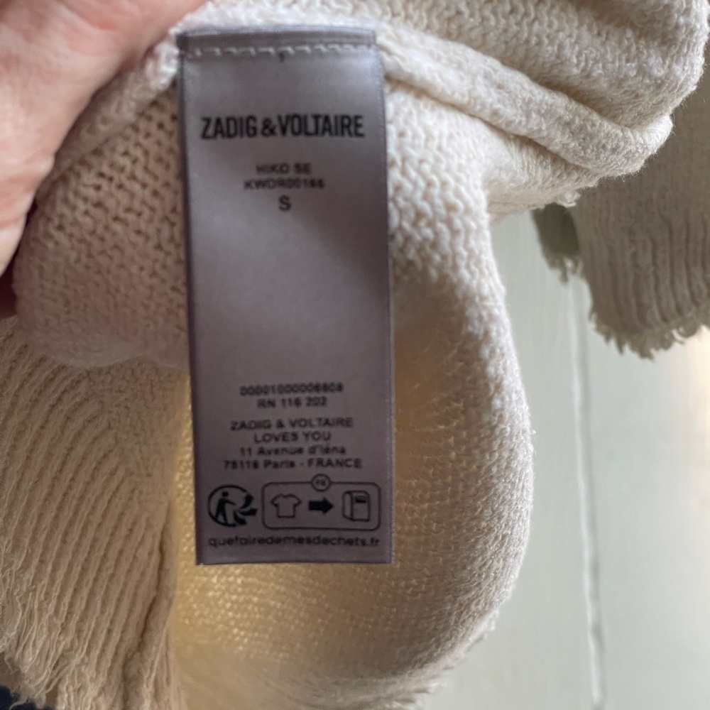 ZADIG & VOLTAIRE NWT Hiko Frayed Trim Silk Blend Ecru And Blue Minidress - Picture 9 of 15
